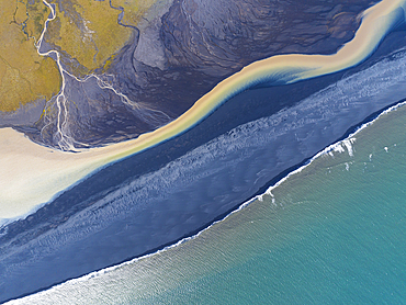 Aerial abstract view of Icelandic river, Iceland, Polar Regions