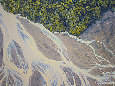 Aerial abstract view of Icelandic river, Iceland, Polar Regions