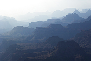 A fantastic play of lights illuminates the Grand Canyon during a summer day, Tusayan, Arizona, United States of America, North America