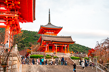 Iconic Kiyomizu-dera Temple at Sunset