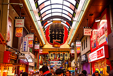 Kuromon Ichiba Market, a Food Market in Osaka, Japan.