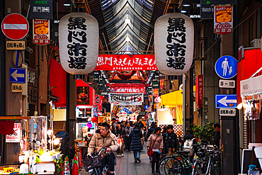 Kuromon Ichiba Market, a Food Market in Osaka, Japan.