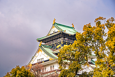 Close up of the Osaka Castle main tower, Osaka, Kansai, Japan