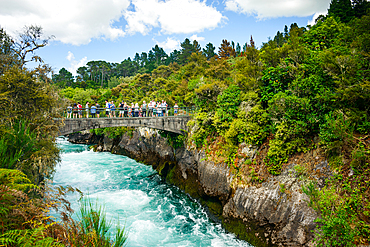chasm leading in the Huka falls on the Waikato River, Taupo, North Island, New Zealand