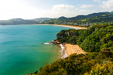 Shakespeare Cliff Lookout, view over Cooks Beach, Coromandel Peninsula, North Island, New Zealand, Pacific