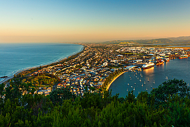 Sunset Skyline of Mount Maunganui, Tauranga, Bay of Plenty, North Island, New Zealand, Pacific