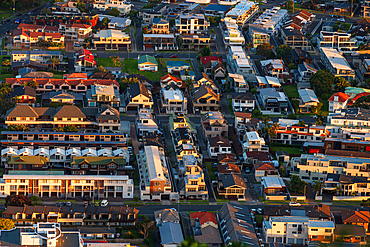 Low aerial view of residential area of Mount Maunganui, Tauranga, Bay of Plenty, North Island, New Zealand, Pacific