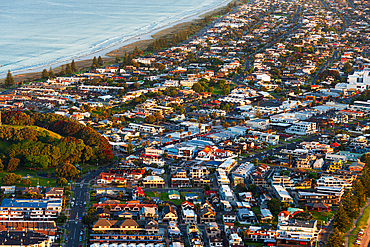 Aerial of residential area of Mount Maunganui, Tauranga, Bay of Plenty, North Island, New Zealand, Pacific