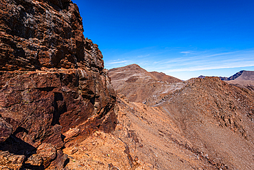 towering cliff walls near , Sierra Nevada National Park, Andalusia, Spain. One of the most remote and wild sectors of the mountain range