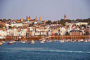 Saint Peter Port Skyline with Churches and Historic Buildings Guernsey Channel Islands