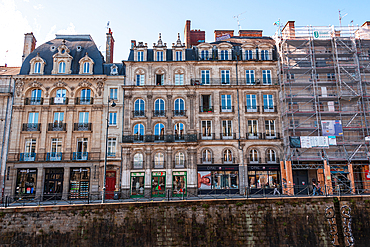 Historic Haussmann-style buildings with ornate facades along central Rennes, Brittany France architecture cityscape
