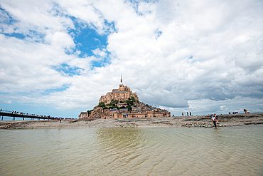 Mont Saint Michel Reflected in Shallow Tidal Waters Normandy France