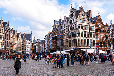 Historical architecture at the Grote Mart, Antwerp, Belgium, Europe