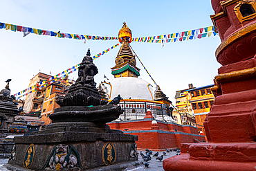 Tranquil Shree Ga Stupa in Thamel, Kathmandu, Nepal, Asia