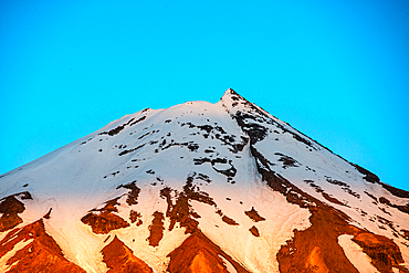 Close up of the summit of Mount Taranaki at sunset, North Island, New Zealand, Pacific