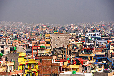 Rooftops until the horizon on the skyline of Kathmandu, Nepal, Asia