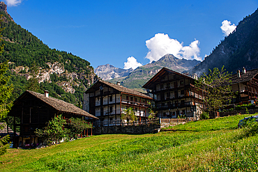 Traditional rural architecture in the Alps at Monte Rosa, Alagna Valesia, North Italy