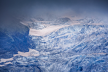 Monte Rosa, Dufourspitze in Italy Alps. Close up of the glacial walls of Monte Rosa