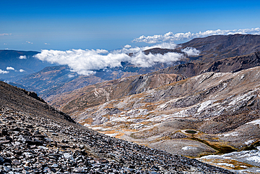 View from the Summit of Mulhacen over the Sierra Nevada, Andalusia, Spain, Europe