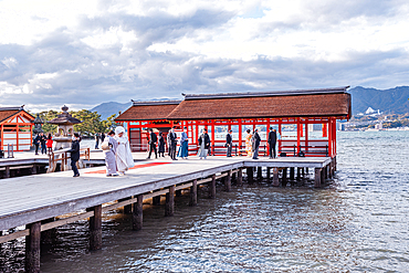 Itsukushima Shinto Shrine, UNESCO World Heritage Site, on Miyajima Island, Hiroshima Prefecture, Honshu, Japan, Asia