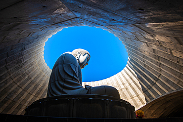 Massive Buddha statue at Hill of the Buddha, Makomanai Takino Cemetery, Sapporo, Hokkaido, Japan, Asia