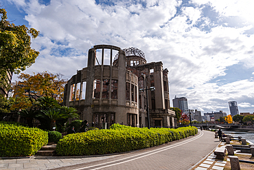 Hiroshima peace memorial, Japan. The A-Bomb Dome is the skeletal ruins of the former Hiroshima Prefectural Industrial Promotion Hall at Hypocenter