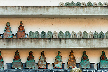 Buddha statues in a japanese zen buddhism temple in Yoshino. Nara