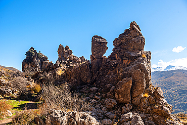 Rock formations in Guejar Sierra, Sierra Nevada, Granada, Andalusia, Spain, Europe