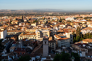 View from Mirador de la Lona during Sunrise. Skyline of Granada, Andalusia, Spain. Albaicin