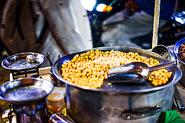 Chickpeas street food stand in the Strees of Marrakesh, Morroco