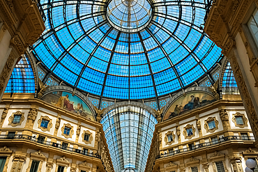 Architectural detail of the Galleria Vittorio Emanuele II, Italy's oldest shopping gallery, Piazza del Duomo, Milan, Lombardy, Italy, Europe