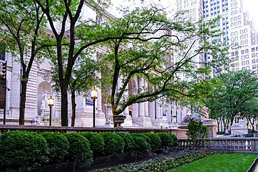 Architectural detail of the New York Public Library (NYPL), second largest in the USA and fourth largest in the world, New York City, United States of America, North America