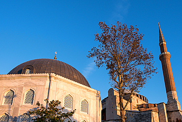 Architectural detail of Hagia Sophia (Hagia Sophia Grand Mosque), originally a 6th century church, then a mosque and later a museum before being officially reconverted in 2020, UNESCO World Heritage Site, Istanbul, Turkey, Europe