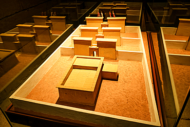 Interior of the ancient Nubian Temple of Debod, dismantled as part of the International Campaign to Save the Monuments of Nubia, rebuilt in Parque de la Montana, Madrid, Spain, Europe