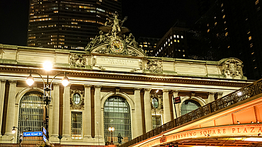 View of Grand Central Terminal at night, a commuter rail terminal located in Midtown Manhattan, New York City, United States of America, North America