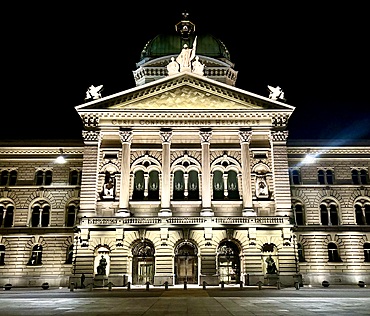 View of the Federal Palace of Switzerland, a building in Bern housing the Swiss Federal Assembly (legislature) and the Federal Council (executive) and the seat of the government of Switzerland and parliament of the country.