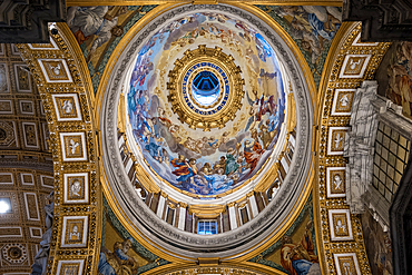 Detail of the Blessed Sacrament Chapel Dome, located within St. Peter's Basilica in Vatican City, UNESCO World Heritage Site, papal enclave in Rome, Lazio, Italy, Europe