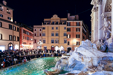 Detail of the Trevi Fountain, an 18th-century fountain, the largest Baroque fountain in the city, UNESCO World Heritage Site, Trevi District, Rome, Lazio, Italy, Europe