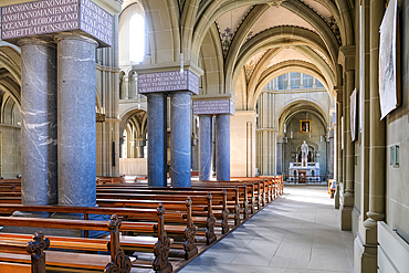 Interior of the Cathedral Church of St. Peter and Paul, an Old Catholic church located in the Old City, the medieval center of Bern, Switzerland, Europe