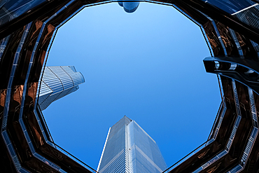 Architectural detail of The Vessel, a 16 storey structure and visitor attraction constructed as a key element of the Hudson Yards Redevelopment Project, Manhattan, New York City, United States of America, North America