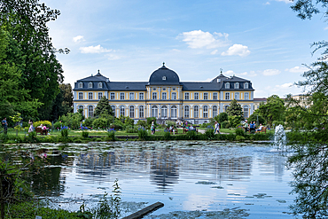 View of the garden facade of Poppelsdorf Palace, a Baroque building located in the Poppelsdorf district, now part of the University of Bonn, Bonn, Germany, Europe