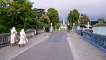 Porte Saint-Michel (Saint-Michel Gate) entrance to the Sanctuary of Our Lady of Lourdes, a Catholic Marian shrine and pilgrimage site dedicated to Our Lady of Lourdes in the town of Lourdes, Hautes-Pyrénées, France.