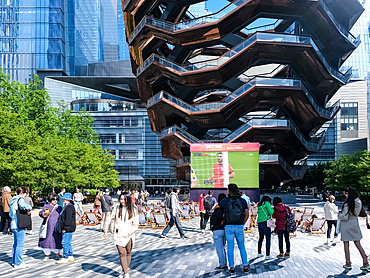 Architectural detail of The Vessel, a 16 storey structure and visitor attraction constructed as a key element of the Hudson Yards Redevelopment Project, Manhattan, New York City, United States of America, North America