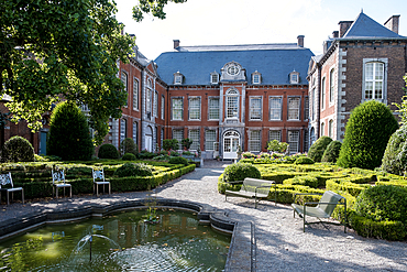 Detail of the Hôtel de Groesbeeck-de Croix, home to the Museum of Decorative Arts in Namur, Belgium. Built in the 13th century, remodeled in the 18th, acquired by the town council in 1935, now hosting Namur's 19th-21st century decorative arts collection.