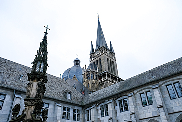 Detail of Aachen Cathedral (Aachener Dom) in Aachen, Germany. Built as Charlemagne’s royal chapel, it is one of Europe’s oldest cathedrals and a UNESCO World Heritage Site, renowned for its architecture and historical significance.