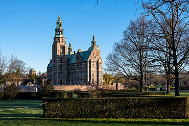Copenhagen, Denmark – View of Rosenborg Slot, a 17th-century Renaissance castle set in Kongens Have, housing Denmark’s royal regalia and treasures in a richly decorated historical setting.