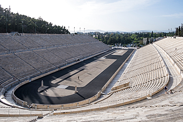 Athens, Greece – View of the Panathenaic Stadium (Kallimarmaro), the historic all-marble venue of the first modern Olympic Games held in 1896.