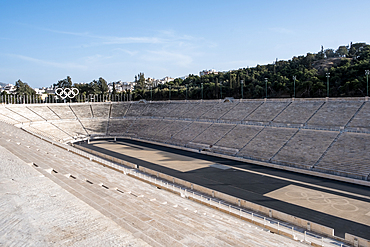 Athens, Greece – View of the Panathenaic Stadium (Kallimarmaro), the historic all-marble venue of the first modern Olympic Games held in 1896.