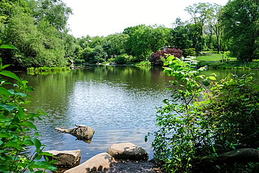 View of The Pond, one of seven bodies of water in Central Park located near Grand Army Plaza, across Central Park South from the Plaza Hotel, New York City, United States of America, North America