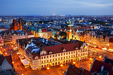 Old Town Market Square from above, Wroclaw, Poland, Europe